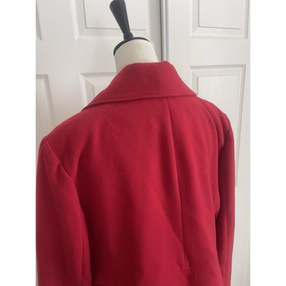 JM Collection Womans Coat | Womens XLarge | Red Soft Pea Coat Button Front Lined - Picture 7 of 10